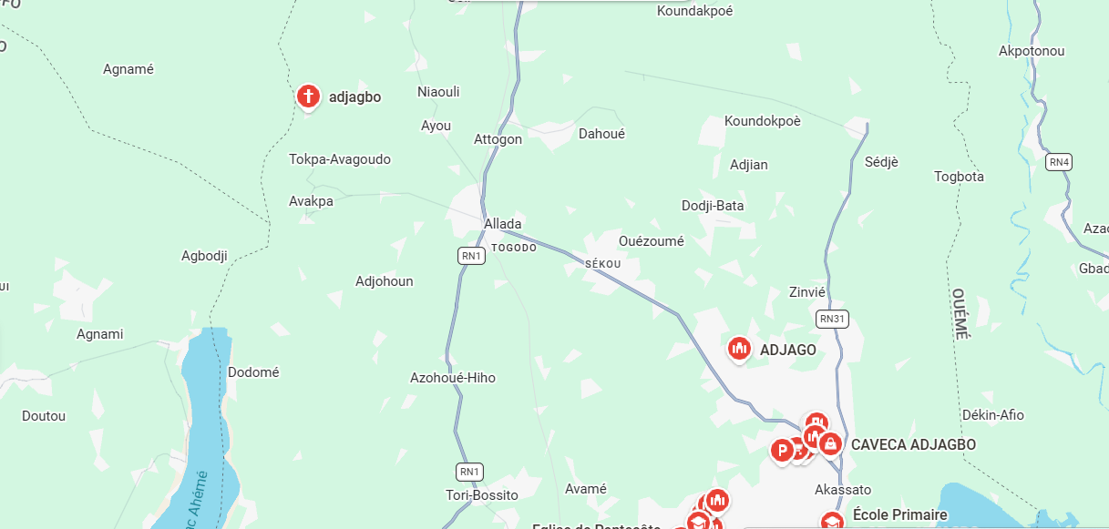 Carte géographique de l'ONG SoDES à Adjagbo